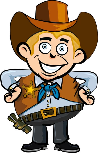 Desenho Animado Cowboy Ilustração Vetorial — Vetor de Stock