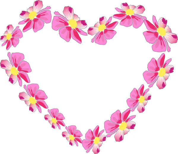 Beautiful Heart Made Flowers Isolated White Background — Stock Vector