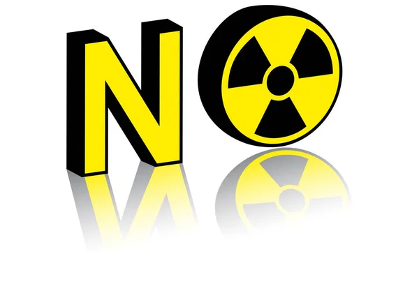 Nuclear Symbol Yellow Sign White Background — Stock Vector