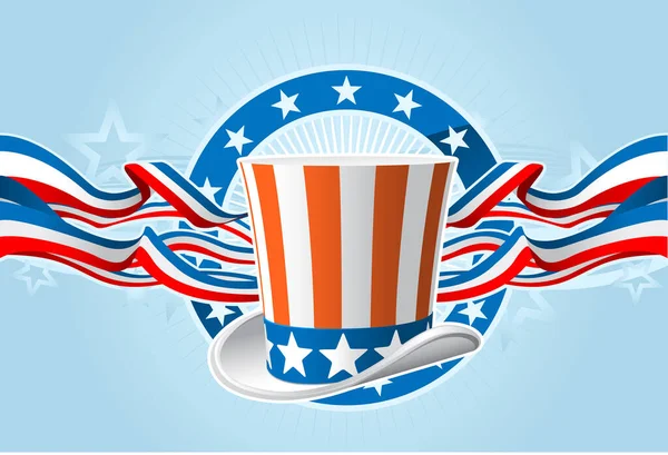 アメリカ国旗と帽子ベクトルグラフィックデザイン イラスト — ストックベクタ