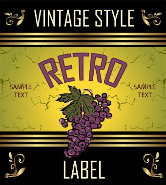 Üzüm, klasik etiket tasarımı. vektör şablonu.