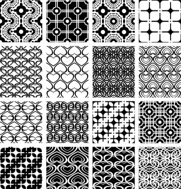 Siyah ve beyaz kusursuz desenler dizisi