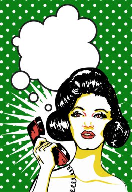 Pop sanatı tarzında bir kadının vektör çizimi.