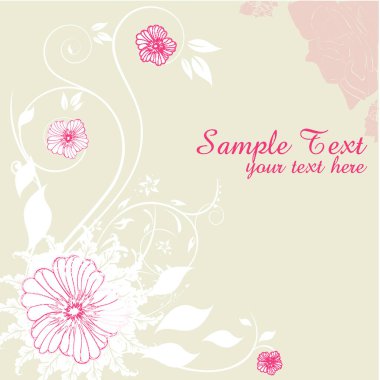 Metin için yeri olan çiçek arkaplanının vektör illüstrasyonu