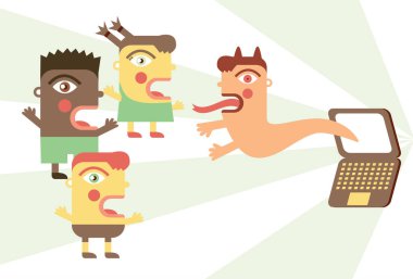 Komik yüzlü çizgi film karakterleri, vektör illüstrasyonu