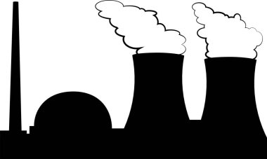 Dumanlı bir fabrikanın vektör silueti.