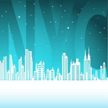 Noel Şehri New York Skyline vektör arkaplanı