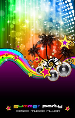 müzik öğeleri, vektör illüstrasyonlu disko partisi posteri