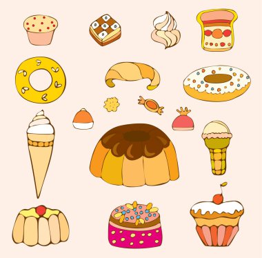 vektör fırını ve tatlılar