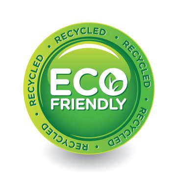 eco friendly label with green leaf clipart