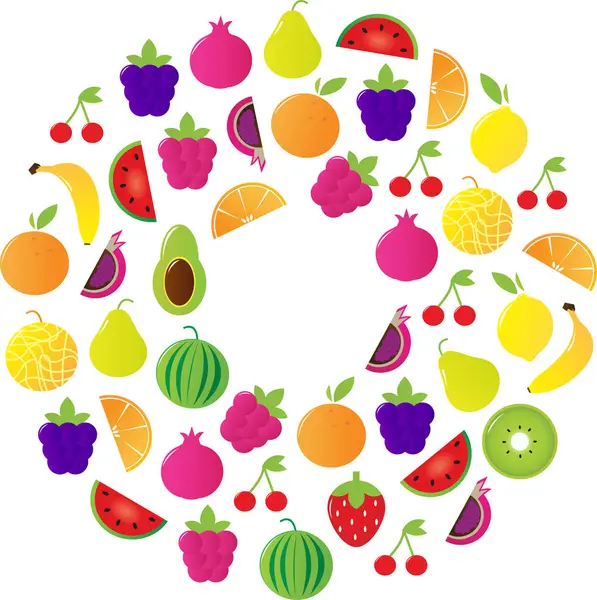 Früchte Mit Beeren Illustration Vektor Auf Weißem Hintergrund — Stockvektor