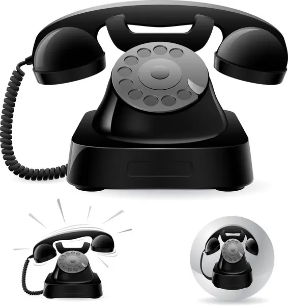 Téléphone Noir Avec Fond Blanc — Image vectorielle