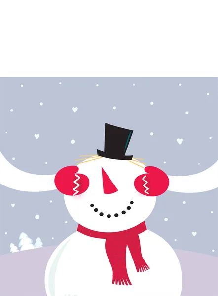 スノーマンベクターでクリスマスグリーティングカード — ストックベクタ