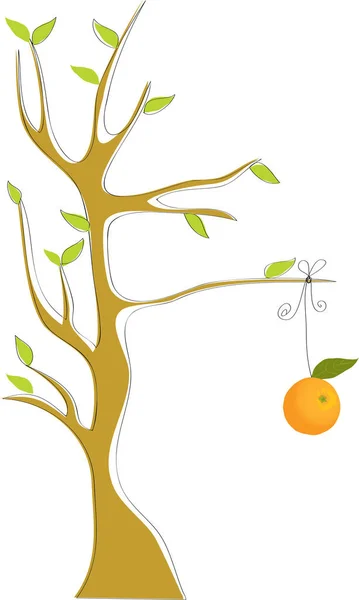 배경에 오렌지와 나무와 가지의 — 스톡 벡터