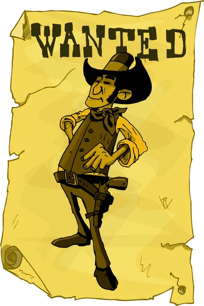 Zeichentrick Cowboy Mit Cowboyhut Und Pistole — Stockvektor