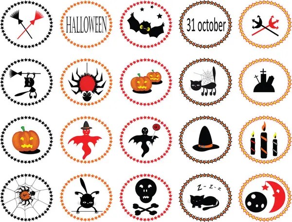 Conjunto Iconos Halloween — Archivo Imágenes Vectoriales