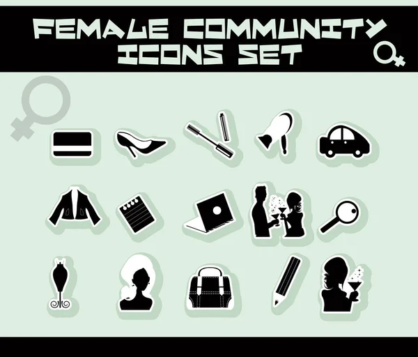 Set Women Accessories Icons — Stock Vector
