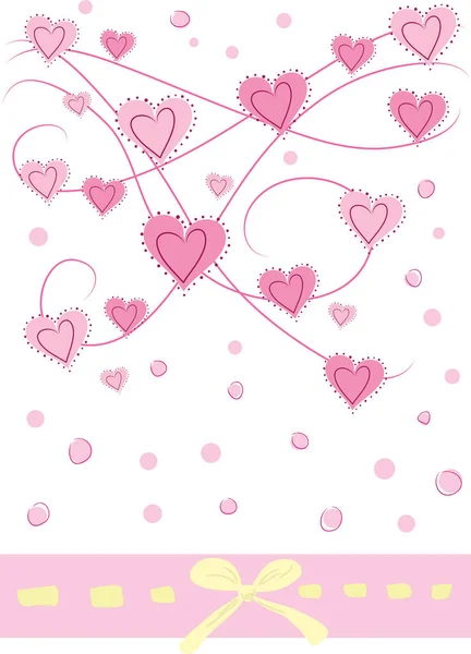 День Святого Валентина Сердечки Поздравительная Открытка Векторная Иллюстрация — стоковый вектор