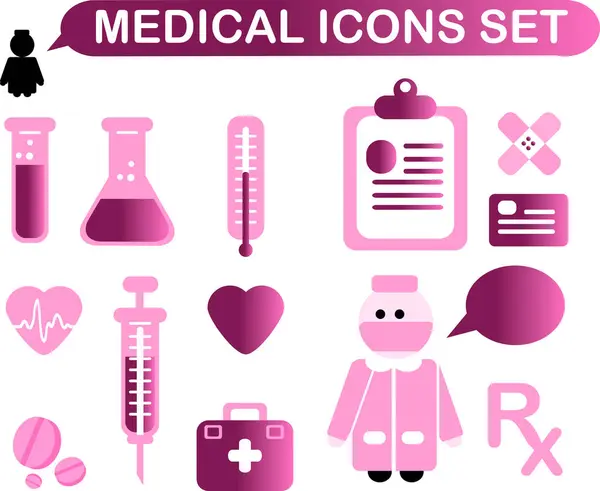 Conjunto Iconos Médicos — Vector de stock