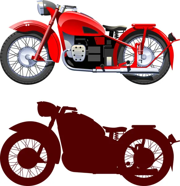 Sepeda Motor Dengan Warna Merah Dan Hitam - Stok Vektor
