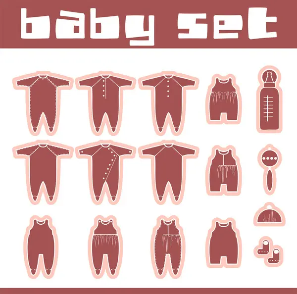 Uppsättning Babykläder Vektor Illustration — Stock vektor