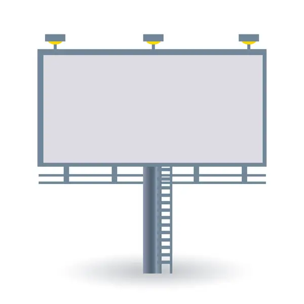 Empty Billboard Advertising Board Isolated White Background Vector Illustration — Stock Vector