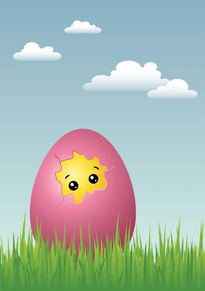 Huevo Pascua Hierba — Vector de stock
