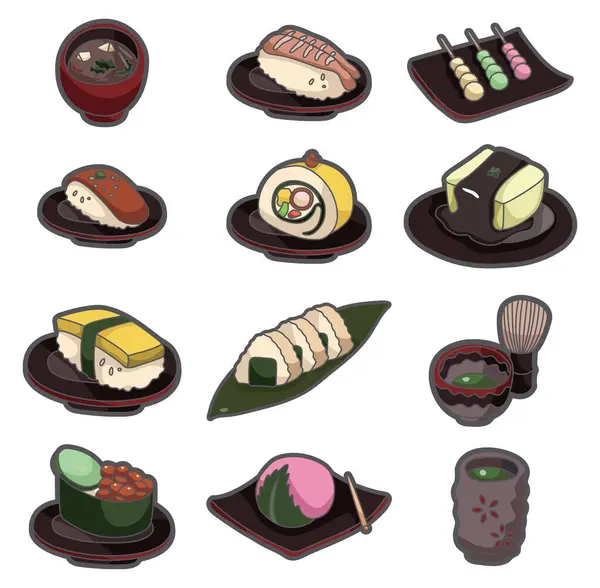 寿司ロールベクトルイラストのセット — ストックベクタ