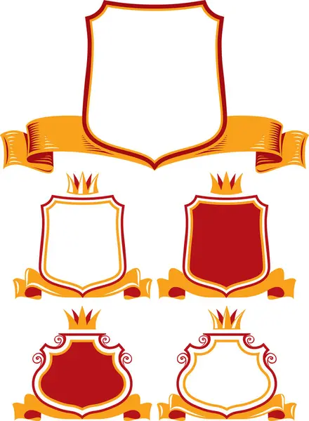 Lambang Lambang Heraldik Perisai Pita Dan Mahkota Lambang - Stok Vektor