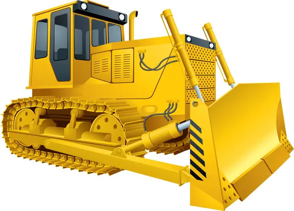 Yellow Excavator Isolated White Background Illustration — Stock Vector