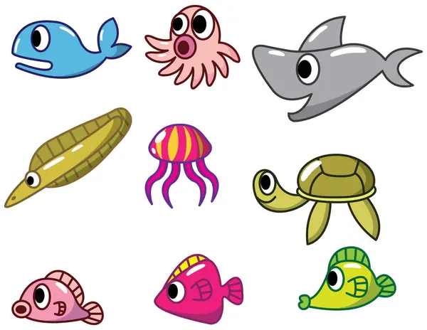 Dibujos Animados Mar Animal Vector Ilustración — Archivo Imágenes Vectoriales