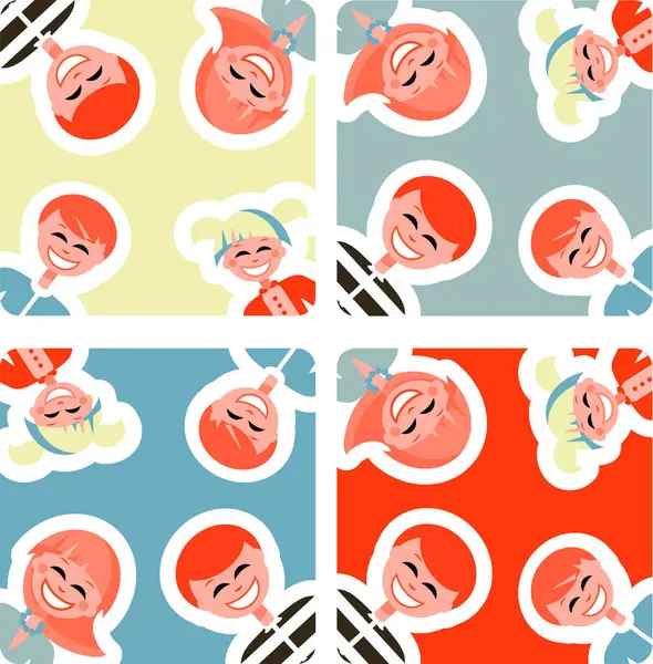 Seamless Pattern Cute Kids Vector Illustration — Stock Vector