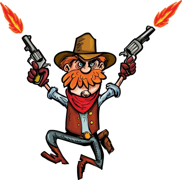 Vektor Illustration Von Cartoon Cowboy Mit Gewehren — Stockvektor