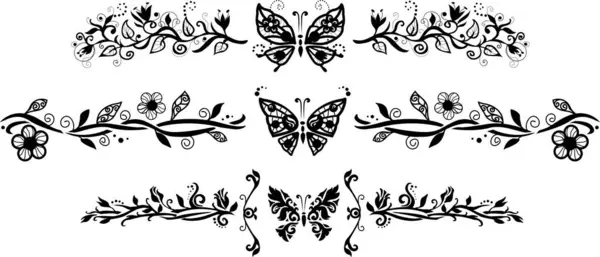 Vektor Set Von Schwarzen Schmetterlingen — Stockvektor