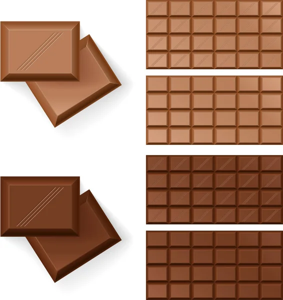 Set Chocolate Bars White Background — Stock Vector