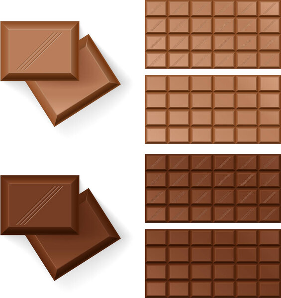 set of chocolate bars on white background