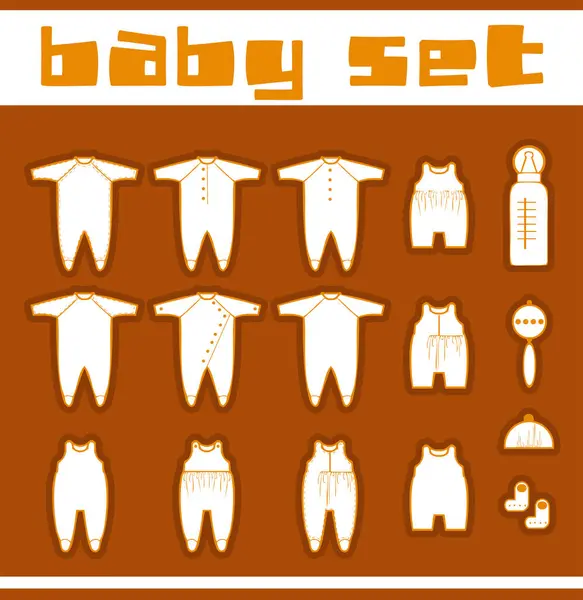 Uppsättning Babykläder Ikoner — Stock vektor