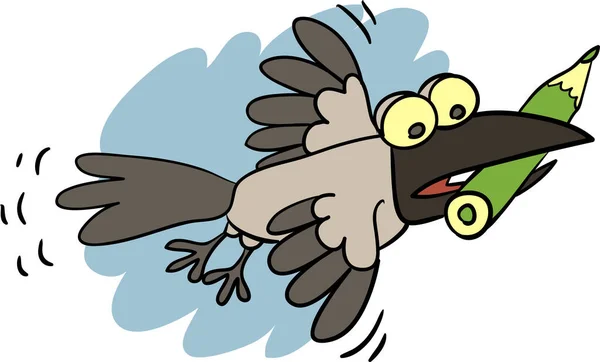 Kreskówka Ptak Ołówkiem Dziób — Wektor stockowy