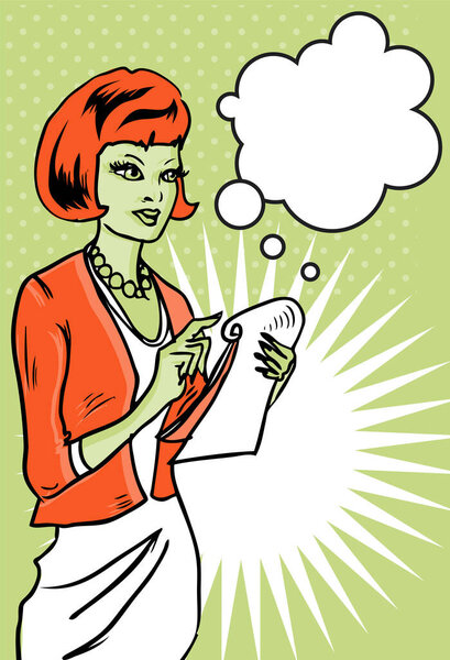 woman with thought bubble. vector illustration