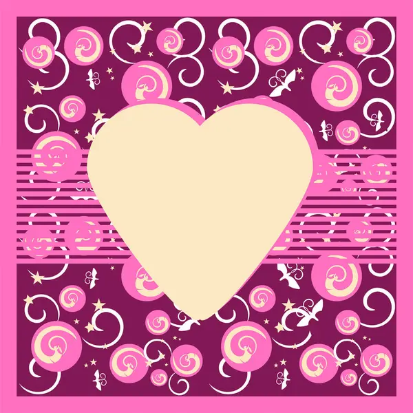 Розовое Сердце Рисунком — стоковый вектор