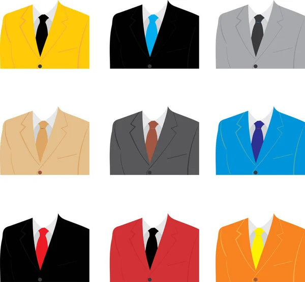 異なる男性のスーツのセット — ストックベクタ