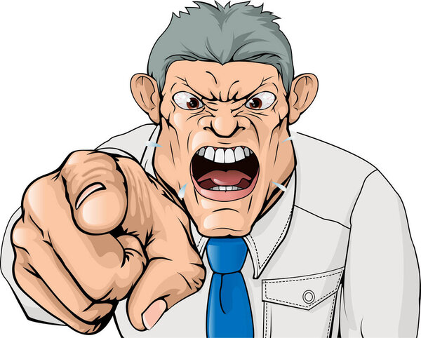 vector illustration of a angry man pointing finger