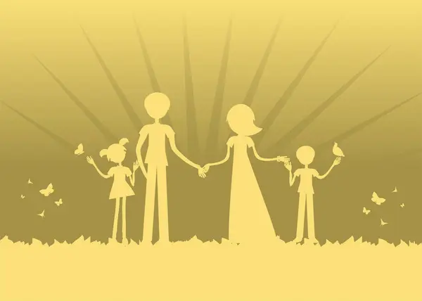 Famille Heureuse Père Mère Enfants — Image vectorielle