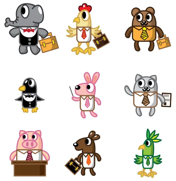 Conjunto Dibujos Animados Animales Lindos — Vector de stock