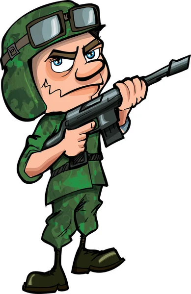 Soldier Cartoon Character Gun — Stock Vector