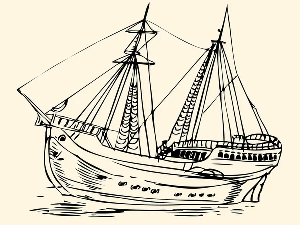 Bir Yelkenli Geminin Vektör Çizimi — Stok Vektör