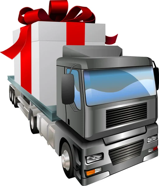 Illustration Truck Gift Box Vector Simple Design — Stock Vector