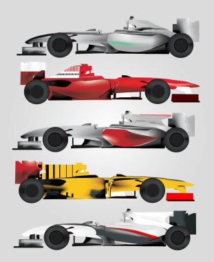 Yarış arabaları hazır. Vektör çizimi. düz dizayn.