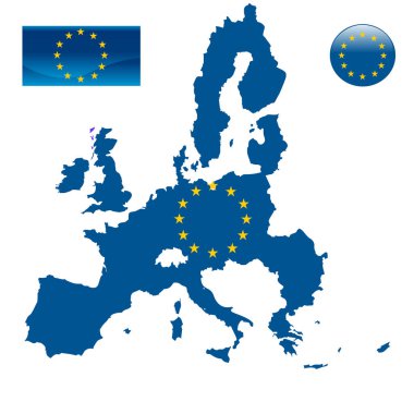 Avrupa Birliği bayrağına sahip Avrupa haritası