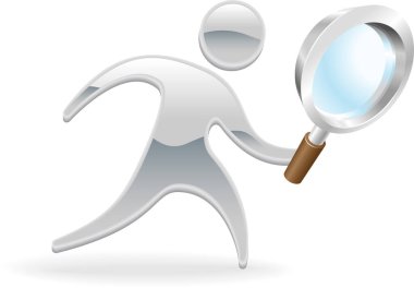 Büyüteçle bir kişinin vektör çizimi.